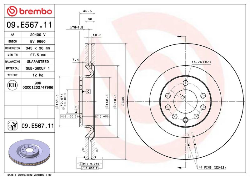 Brembo 09.E567.11 Brake Disc - 2