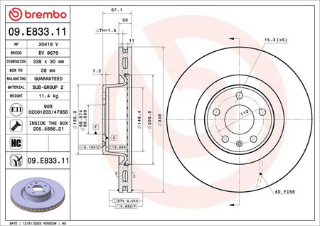 Brembo 09.E833.11 Brake Disc - 2