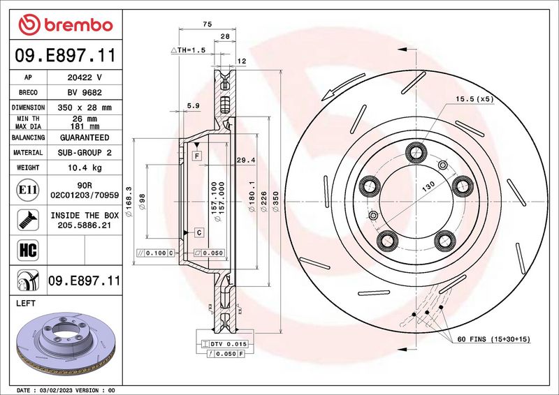 Brembo 09.E897.11 Brake Disc - 1