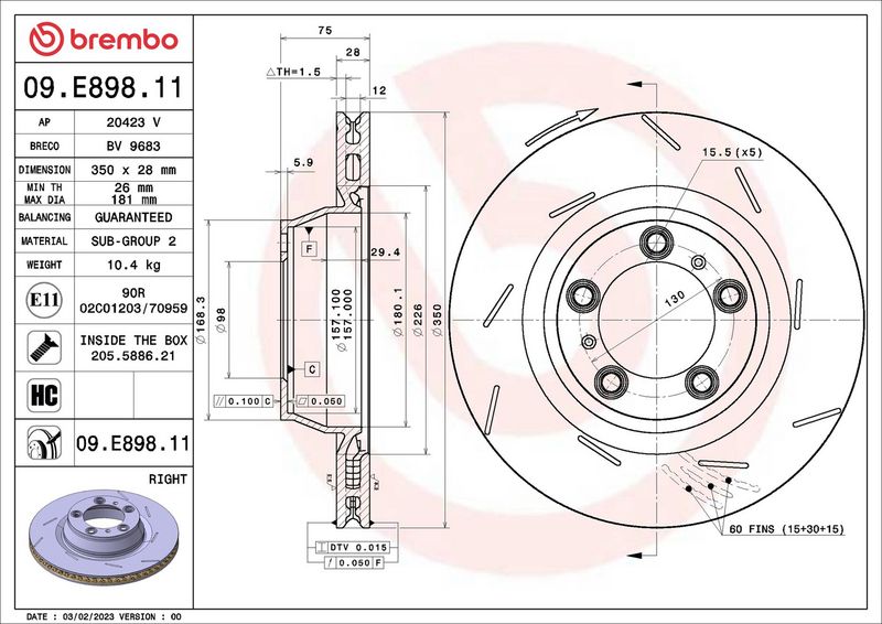 Brembo 09.E898.11 Brake Disc - 2