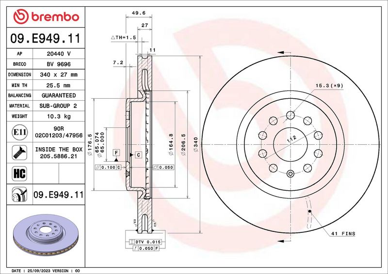 Brembo 09.E949.11 Brake Disc - 2