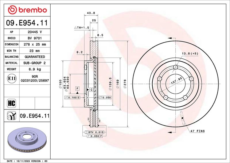Brembo 09.E954.11 Brake Disc - 2