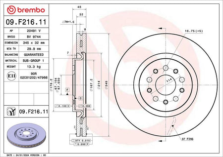 Brembo 09.F216.11 Brake Disc - 2