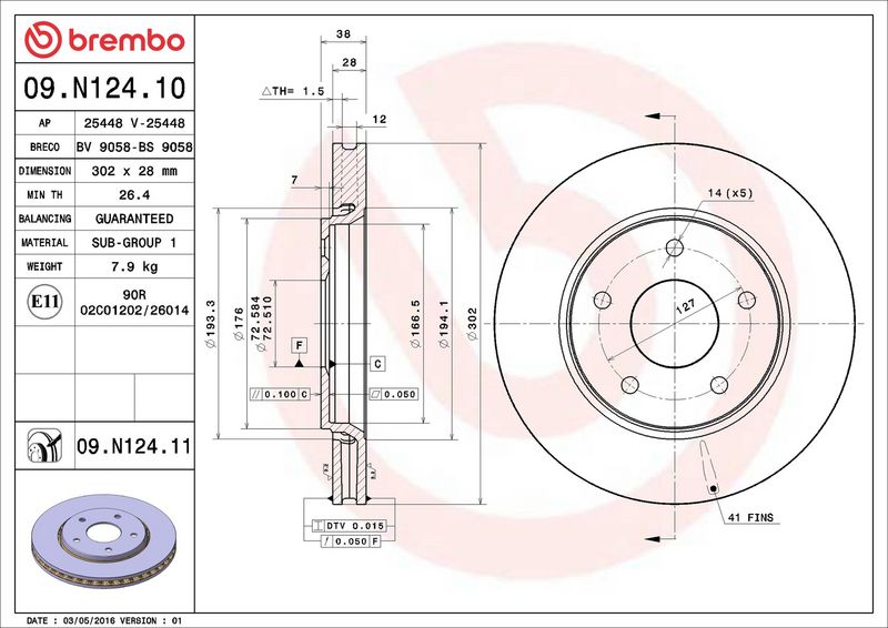 Brembo 09.N124.11 Brake Disc - 2