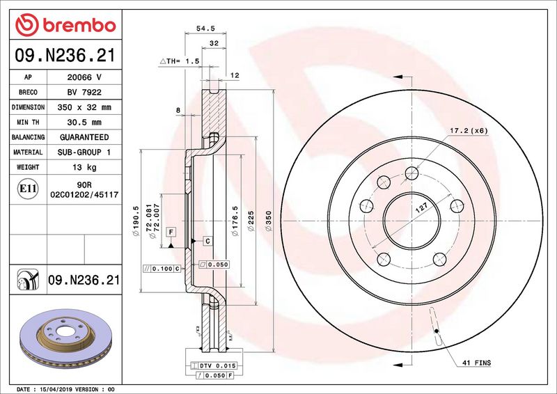 Brembo 09.N236.21 Brake Disc - 2