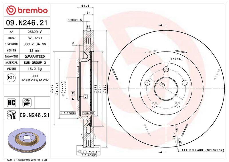 Brembo 09.N246.21 Brake Disc - 2