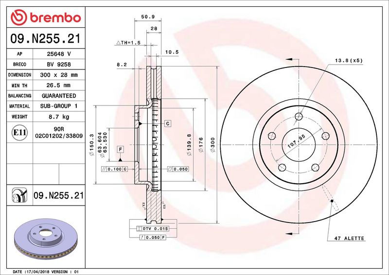 Brembo 09.N255.21 Brake Disc - 2