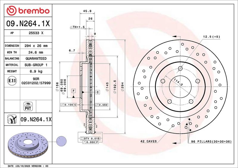 Brembo 09.N264.1X Brake Disc - 2
