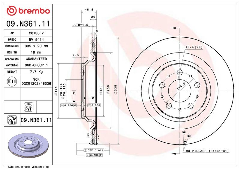 Brembo 09.N361.11 Brake Disc - 2