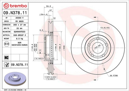 Brembo 09.N378.11 Brake Disc - 2
