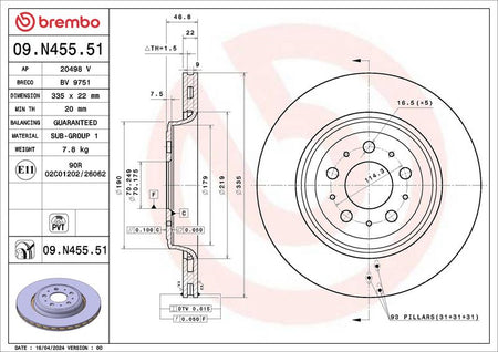 Brembo 09.N455.51 Brake Disc - 1