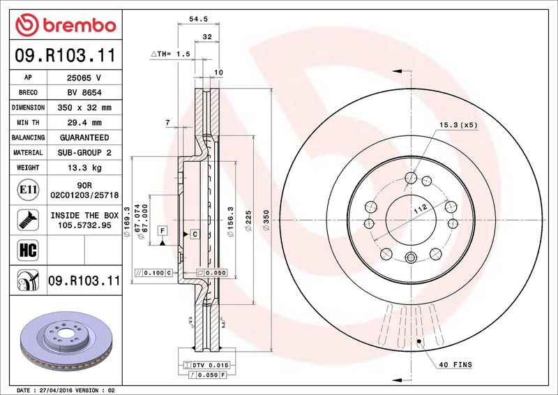 Brembo 09.R103.11 Brake Disc - 2