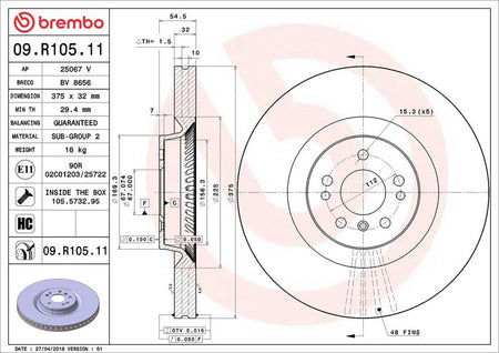 Brembo 09.R105.11 Brake Disc - 2