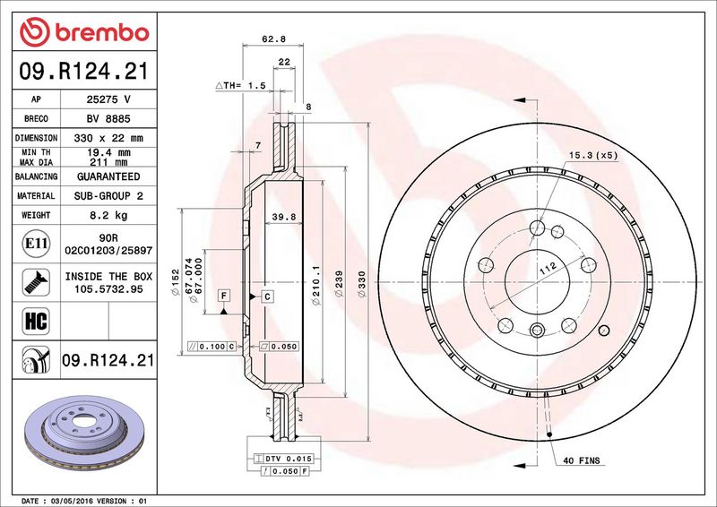 Brembo 09.R124.21 Brake Disc - 2