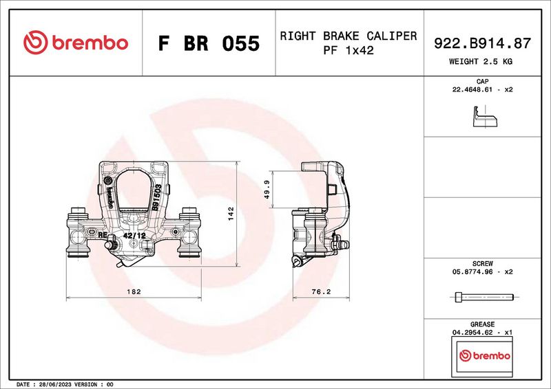 Brembo FBR055 Brake Caliper - 2