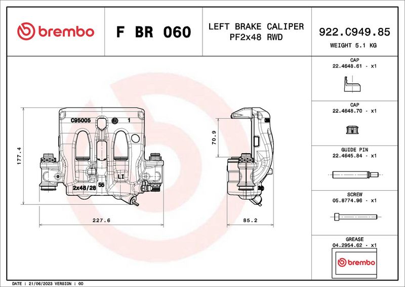 Brembo FBR060 Brake Caliper - 2