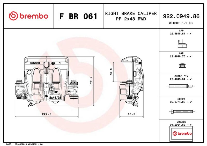 Brembo FBR061 Brake Caliper - 2