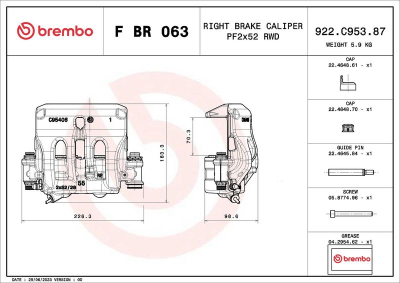 Brembo FBR063 Brake Caliper - 2