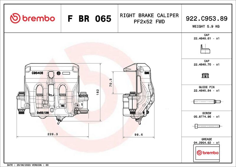 Brembo FBR065 Brake Caliper - 2