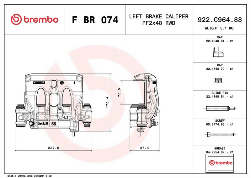 Brembo FBR074 Brake Caliper - 2