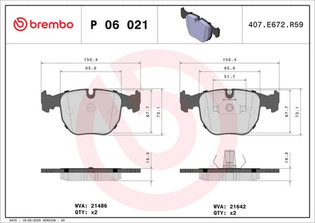 Brembo P06021 Brake Pad Set, disc brake - 1