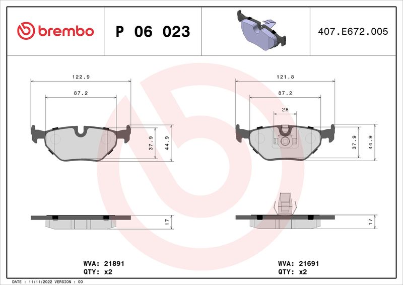 Brembo P06023 Brake Pad Set, disc brake - 1