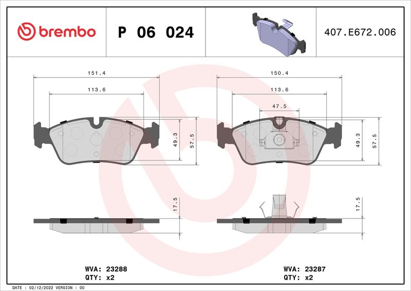 Brembo P06024 Brake Pad Set, disc brake - 1