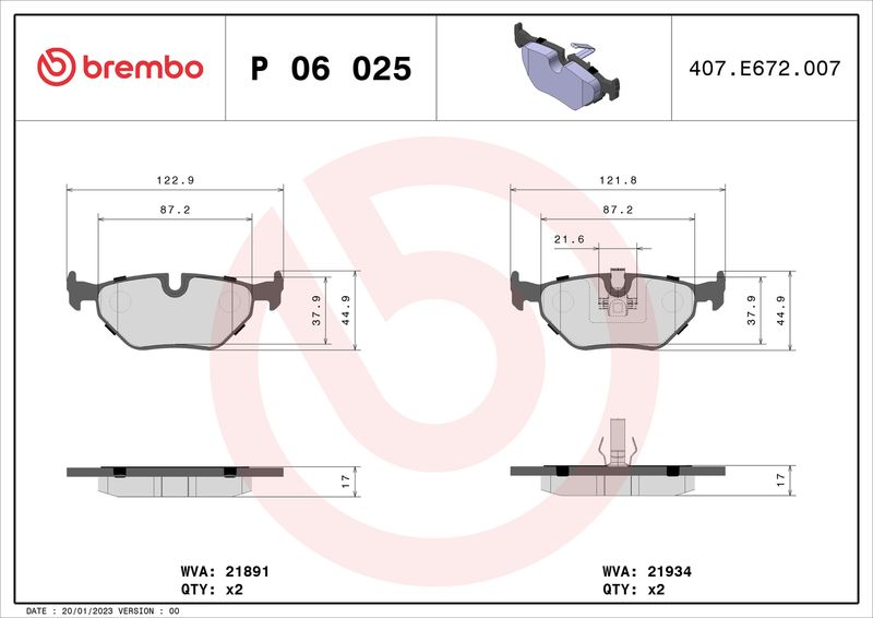 Brembo P06025 Brake Pad Set, disc brake - 1