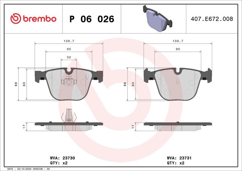 Brembo P06026 Brake Pad Set, disc brake - 1