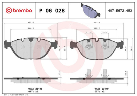 Brembo P06028 Brake Pad Set, disc brake - 1