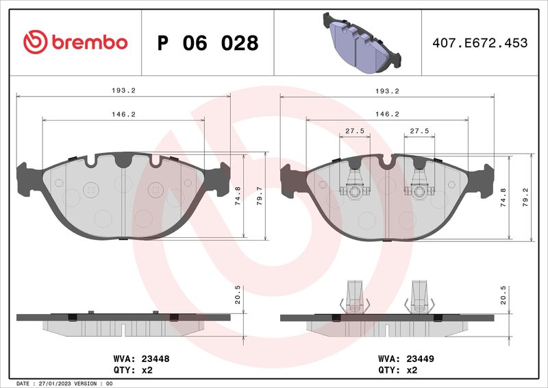Brembo P06028 Brake Pad Set, disc brake - 1