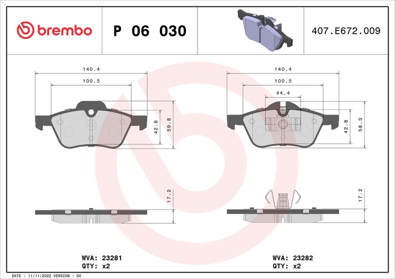 Brembo P06030 Brake Pad Set, disc brake - 1