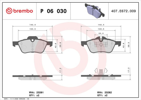 Brembo P06030 Brake Pad Set, disc brake - 1