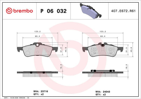 Brembo P06032 Brake Pad Set, disc brake - 1