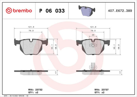 Brembo P06033 Brake Pad Set, disc brake - 1