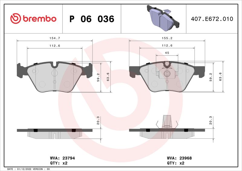 Brembo P06036 Brake Pad Set, disc brake - 1