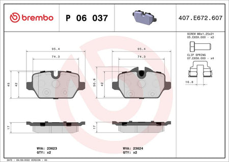 Brembo P06037 Brake Pad Set, disc brake - 1