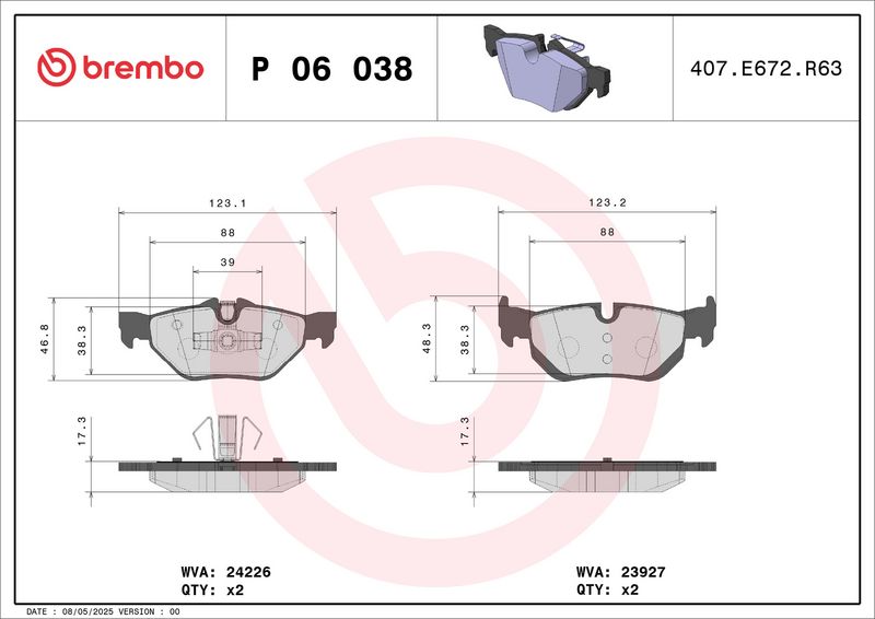 Brembo P06038X Brake Pad Set, disc brake - 1