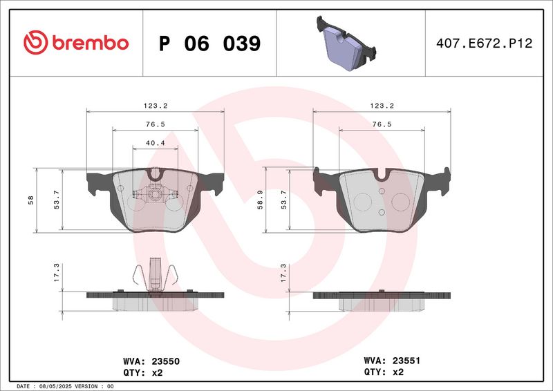 Brembo P06039 Brake Pad Set, disc brake - 1