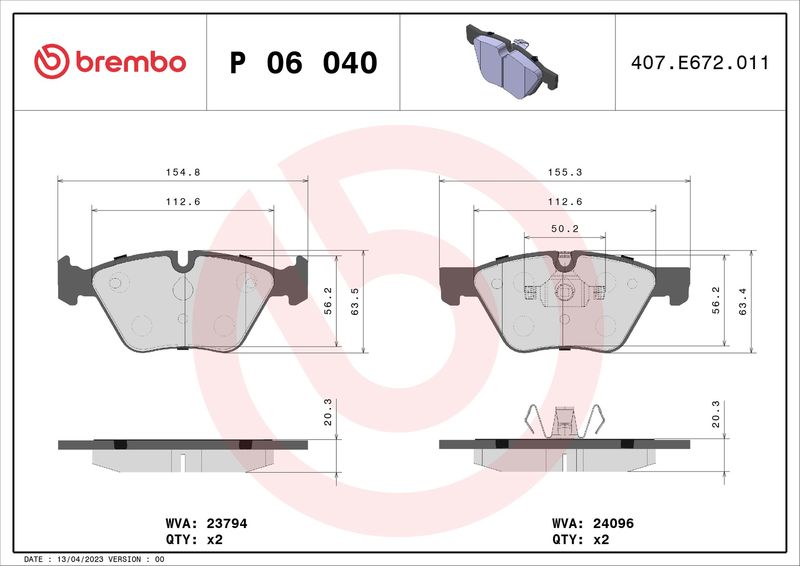 Brembo P06040 Brake Pad Set, disc brake - 1