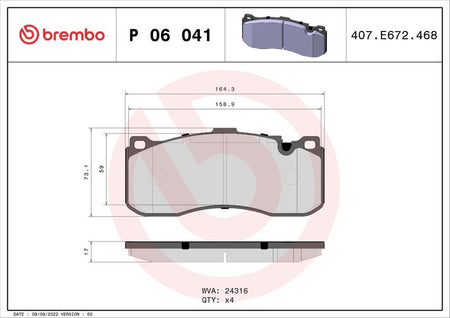 Brembo P06041 Brake Pad Set, disc brake - 1