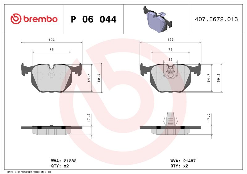 Brembo P06044 Brake Pad Set, disc brake - 1