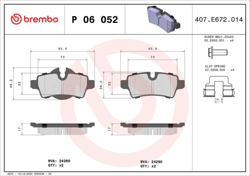Brembo P06052 Brake Pad Set, disc brake - 1