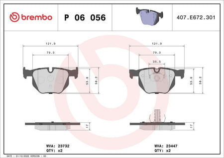 Brembo P06056 Brake Pad Set, disc brake - 1