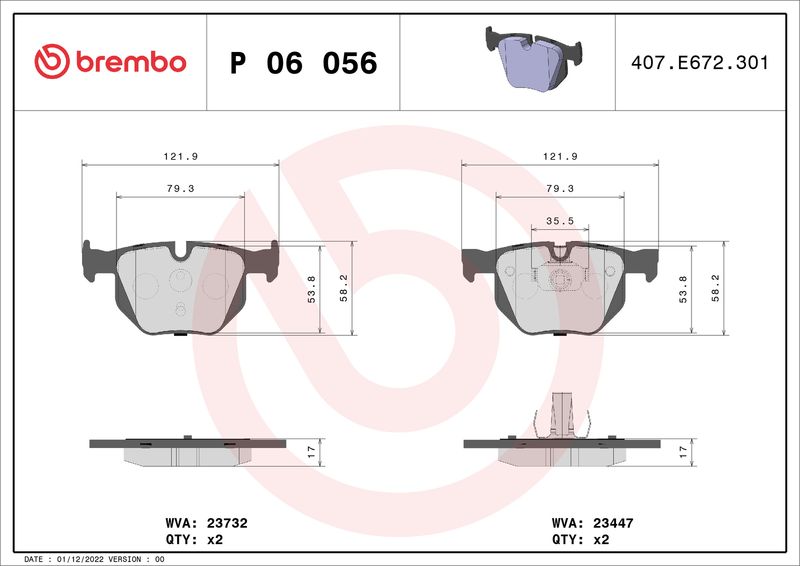 Brembo P06056 Brake Pad Set, disc brake - 1