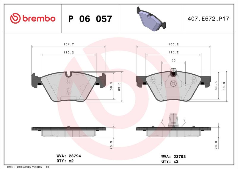 Brembo P06057 Brake Pad Set, disc brake - 1