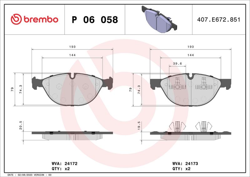 Brembo P06058 Brake Pad Set, disc brake - 1