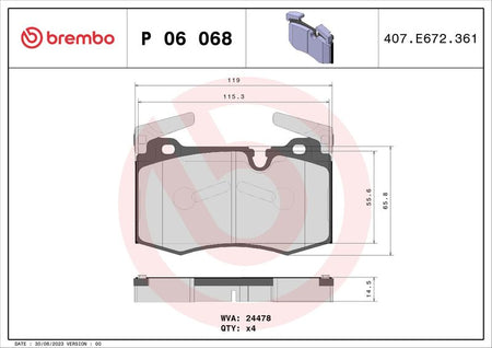 Brembo P06068 Brake Pad Set, disc brake - 1