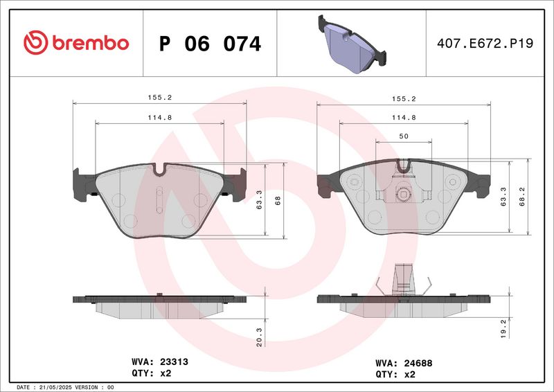 Brembo P06074 Brake Pad Set, disc brake - 1