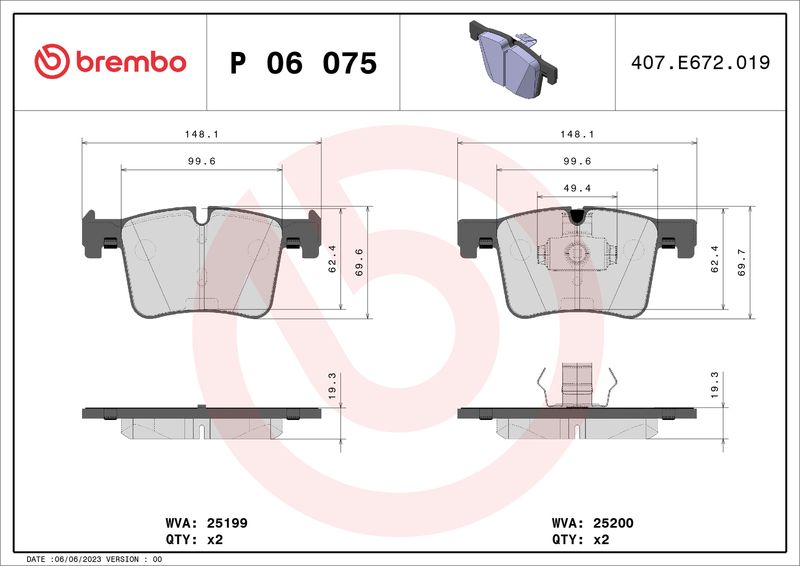Brembo P06075 Brake Pad Set, disc brake - 1